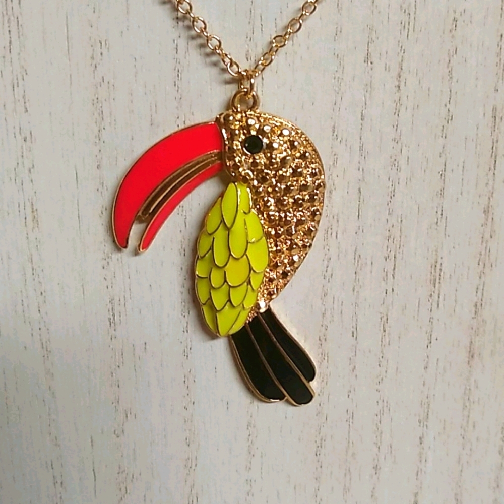 🐾 2 For $16 Bright Exotic Bird Sweater Necklace